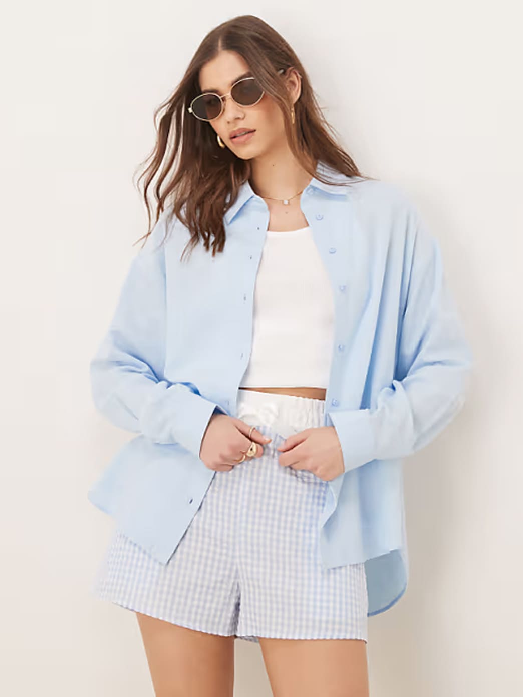 Blue cardigan and short set