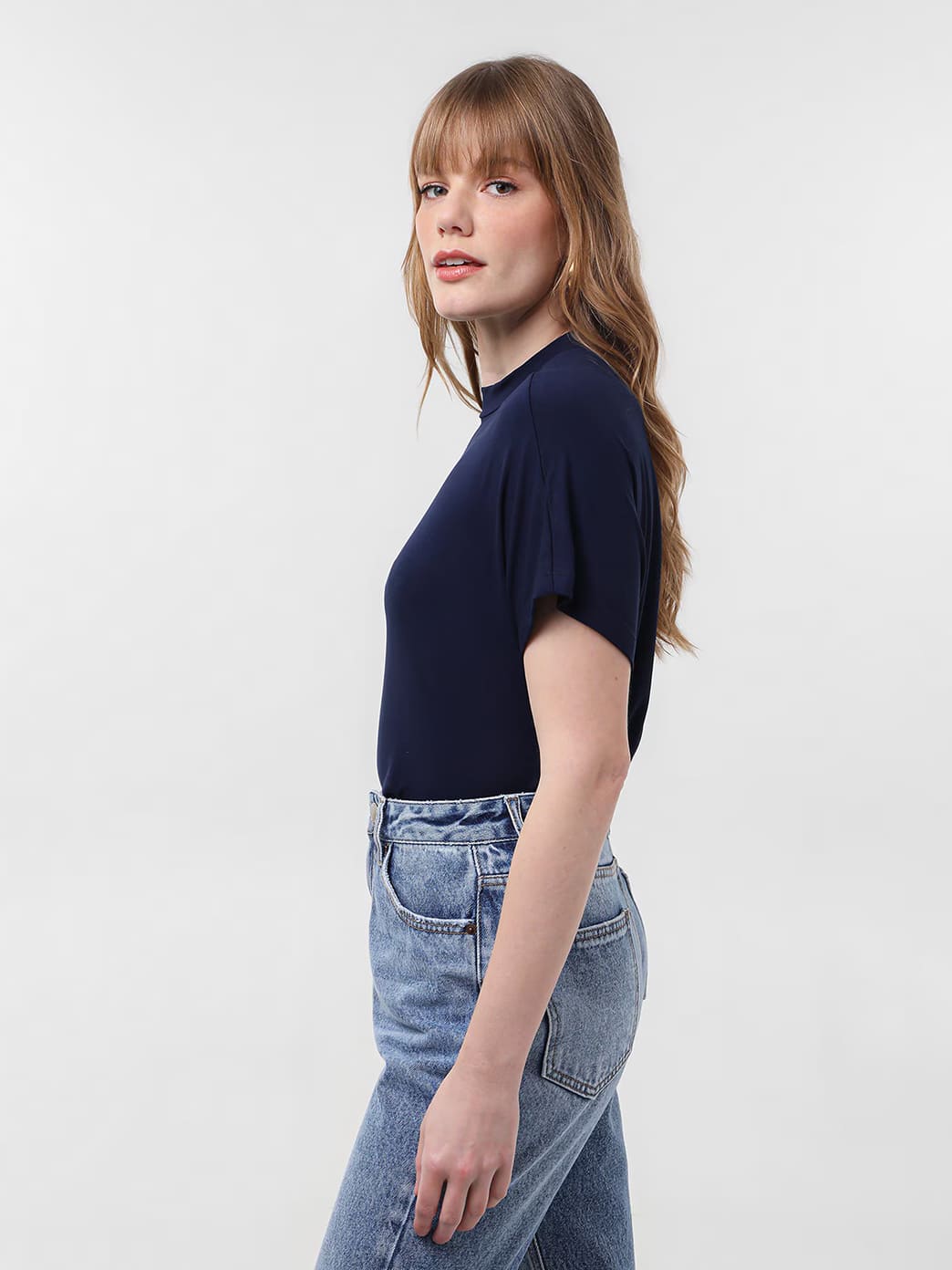 Navy fine-knit tee