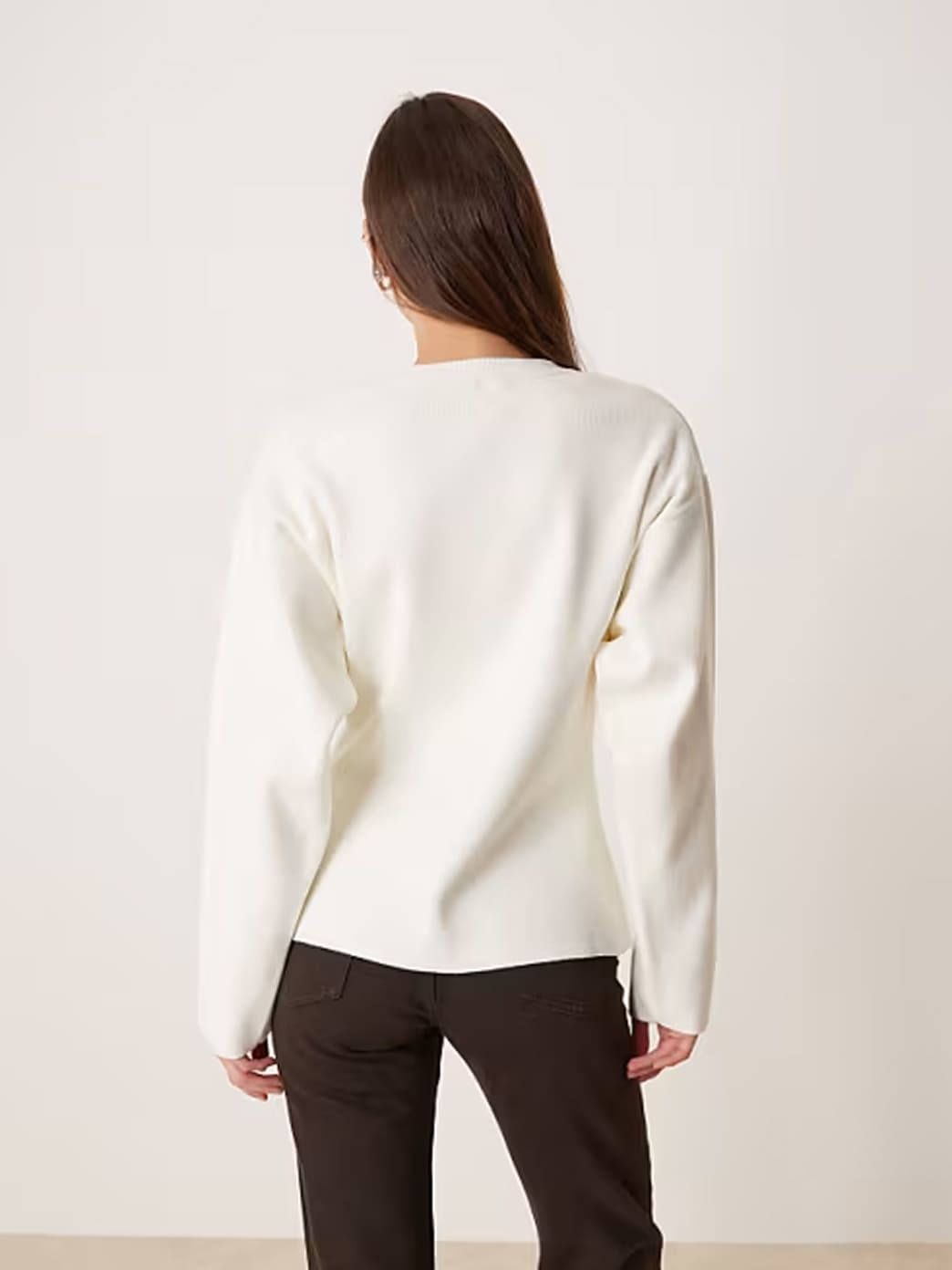 Ivory sculpted cardigan, back view