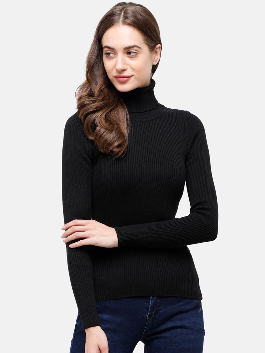 Black rib turtleneck