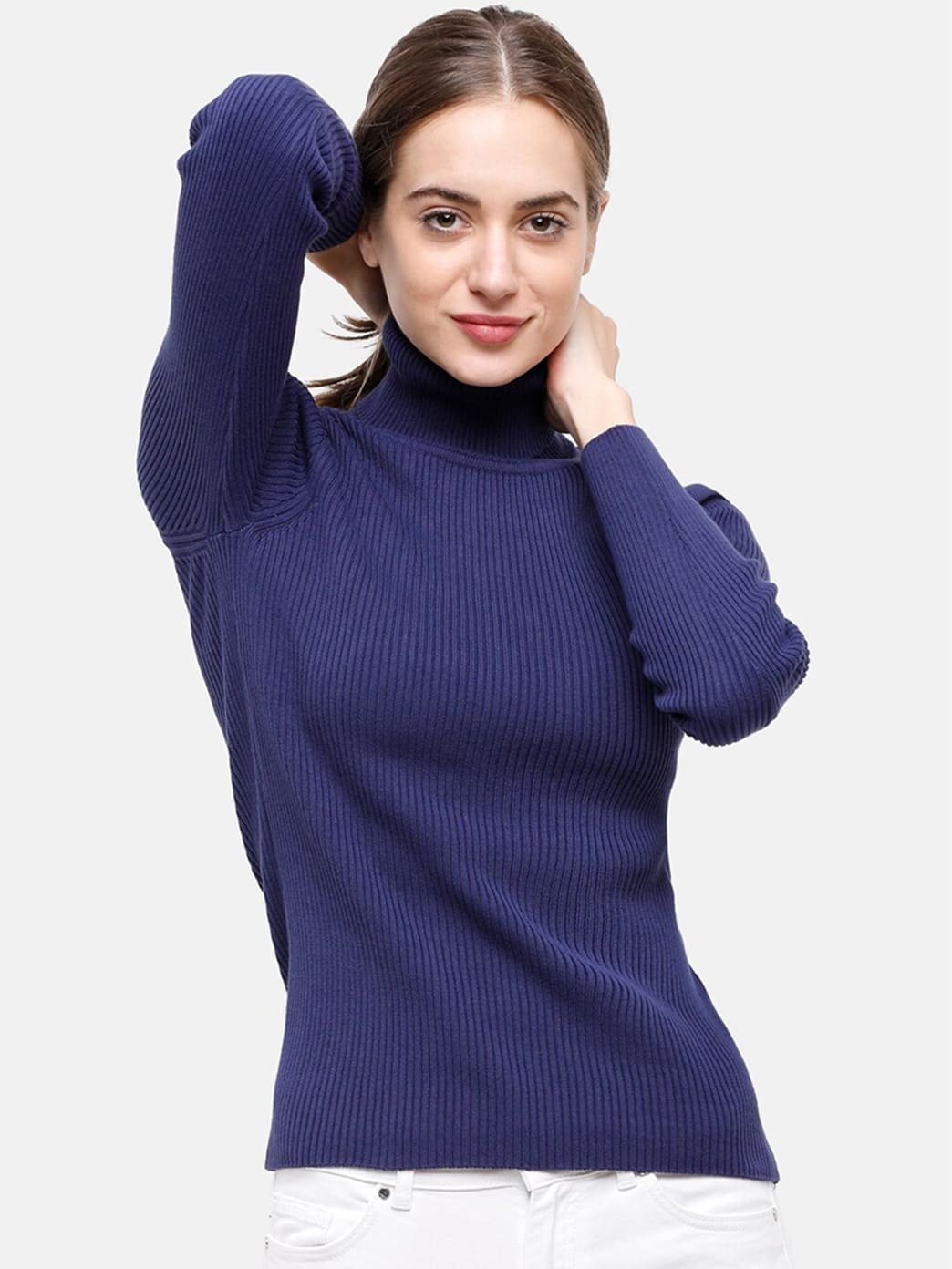 Cobalt rib turtleneck
